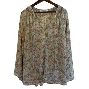 Womens Large Bishop + Young Floral Boho Blouse